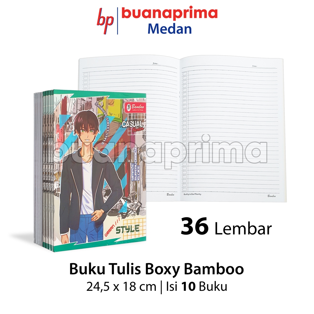 

Buku Tulis PANJANG BAMBOO 36 Lembar 1 Pack isi 10 Buku Boxy Sekolah 24,5 x18 cm Notebook B5
