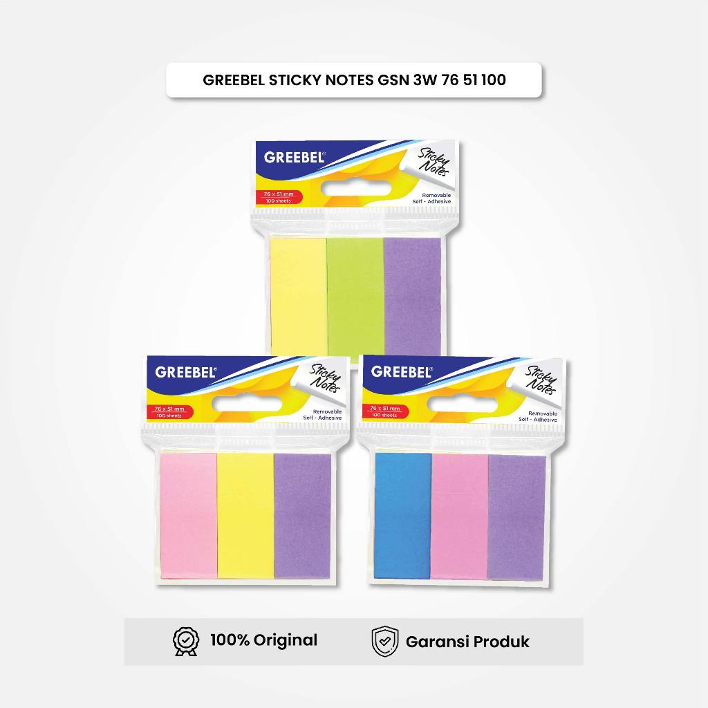 

GREEBEL Sticky Notes Kertas Catatan 100 Lembar (3W 7651100) Note Memo Alat Tulis Kantor