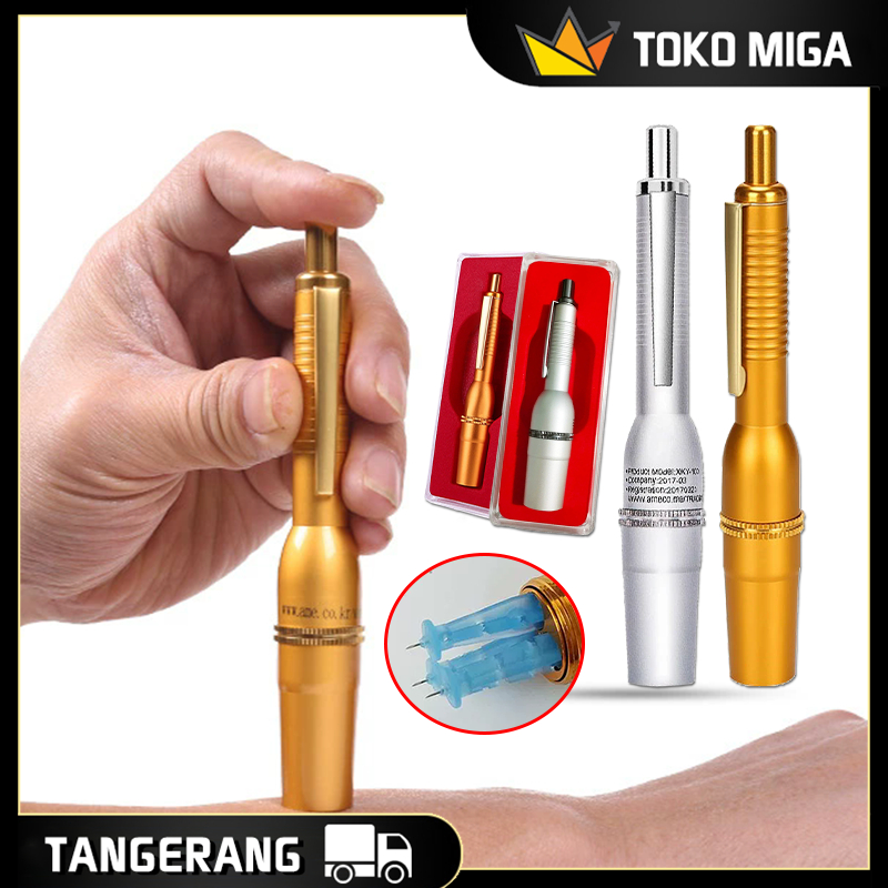 3 Kepala Pulpen Bekam Adjustbale Pena Bekam Dan Jarum Bahan Paduan Aluminium Pena Dan Jarum Bekam