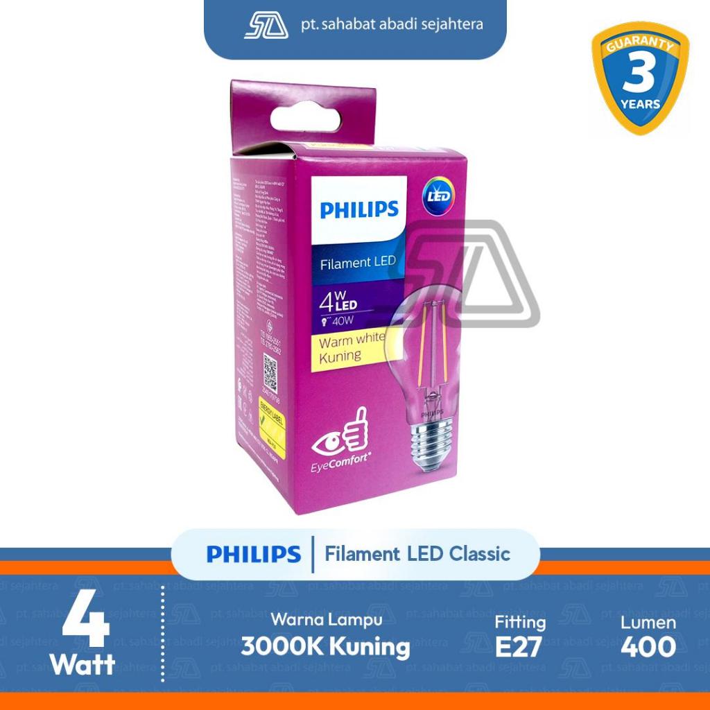 Philips Lampu Filamen LED Classic A60 E27 4W 3000K Kuning