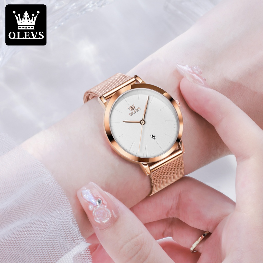 OLEVS Jam Tangan Wanita Original Anti Air Kecil Jam Tangan Cewek Fashion Quartz Analog Kalender Wome