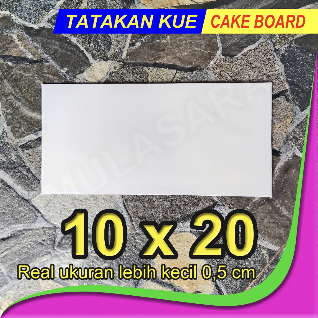 Tatakan kue 10x20 PUTIH / cake board / alas kue ultah / alas Bolu / tatakan kue ulang tahun