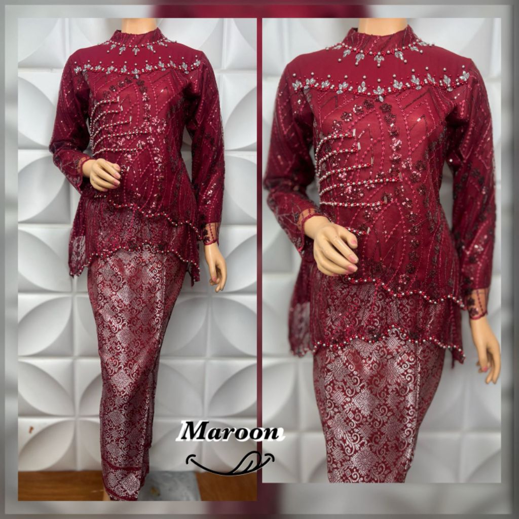 Stelan Kebaya Brokat Modern Aldza Springkle Payet Mewah Terbaru Pesta Wisuda Lamaran Baju Bodo Kekin