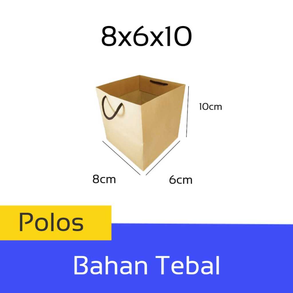 

Paper Bag Coklat Polos Custom Kado Bahan Tebal Ukuran 8x6x10