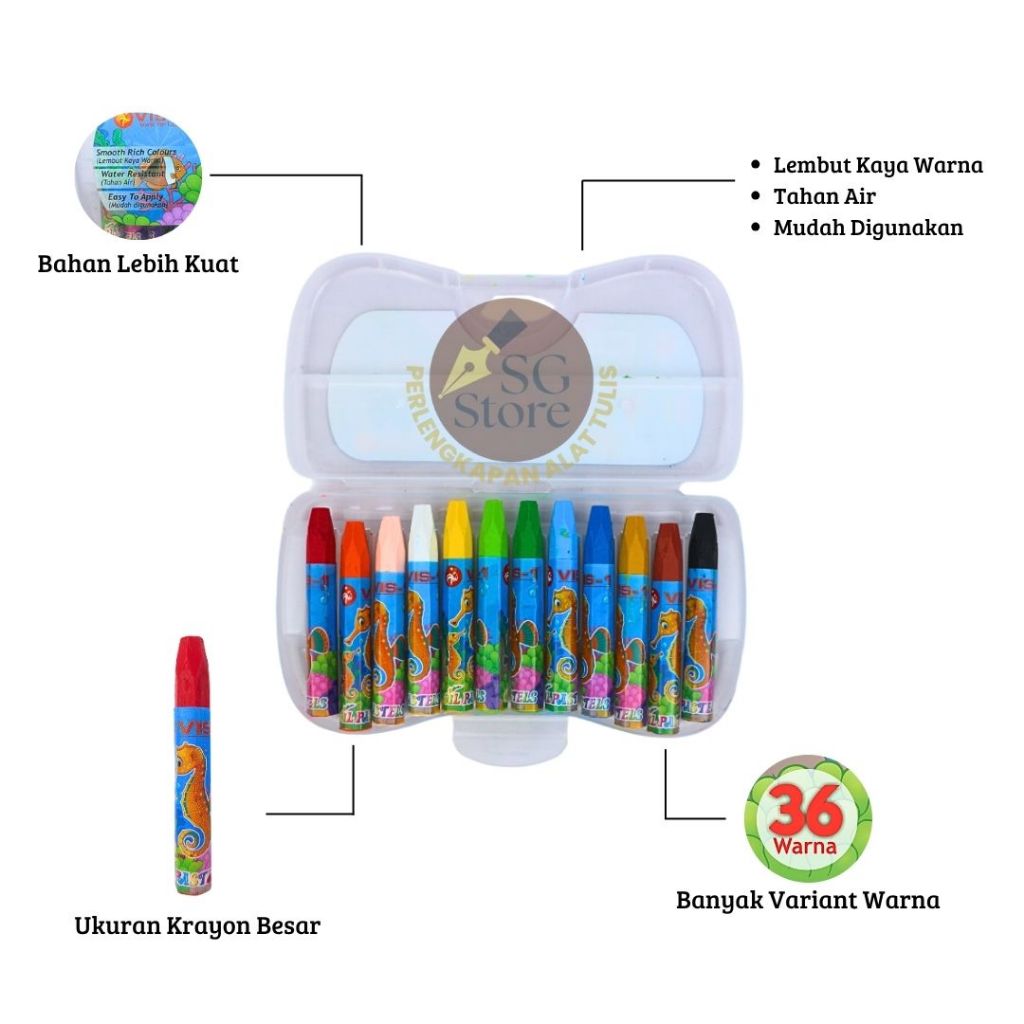 

Krayon Minyak / Oil Pastel Crayon Warna Cerah Tidak Beracun / Crayons