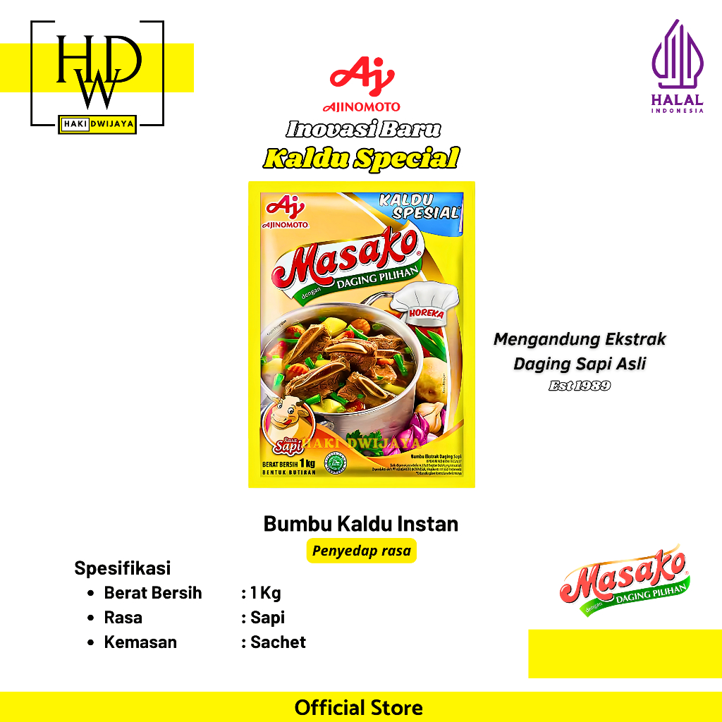 

[1 Kg] Masako Bumbu Penyedap Rasa Sapi Bubuk Kemasan Sachet