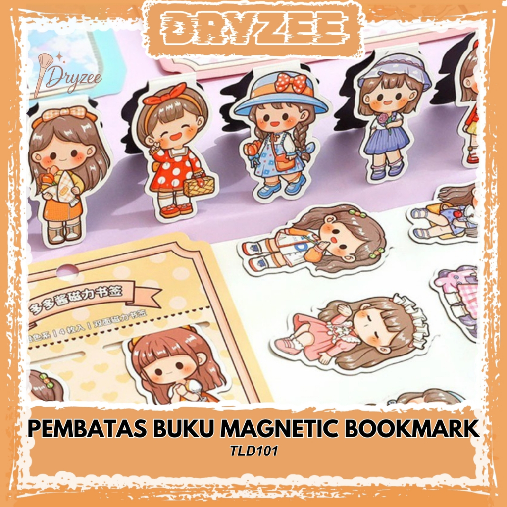 

Pembatas Buku Magnetic Bookmark Clip Kertas Motif Lucu Doudou Sauce Set Free Stiker TLD101
