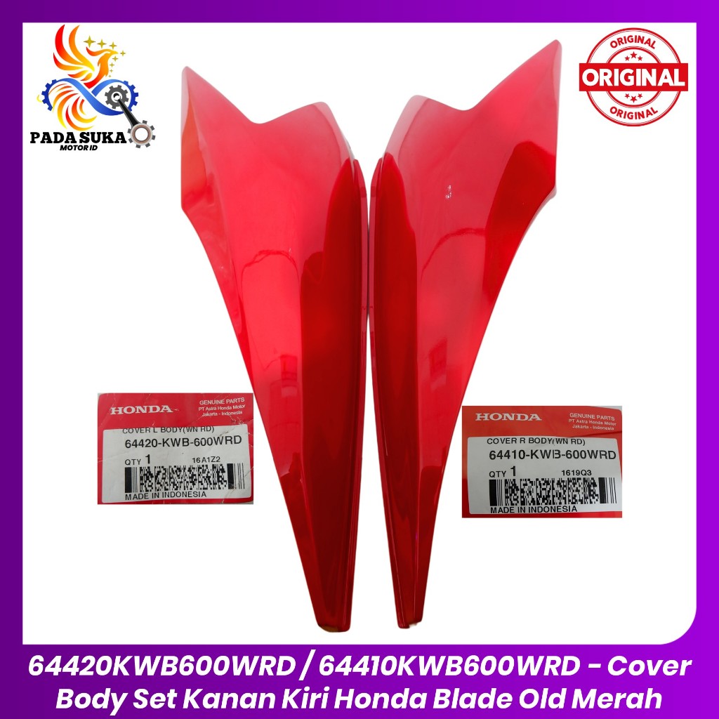 Cover Body Set Kanan Kiri Honda Blade Old Lama Merah - 64420KWB600WRD/64410KWB600WRD Original AHM 10