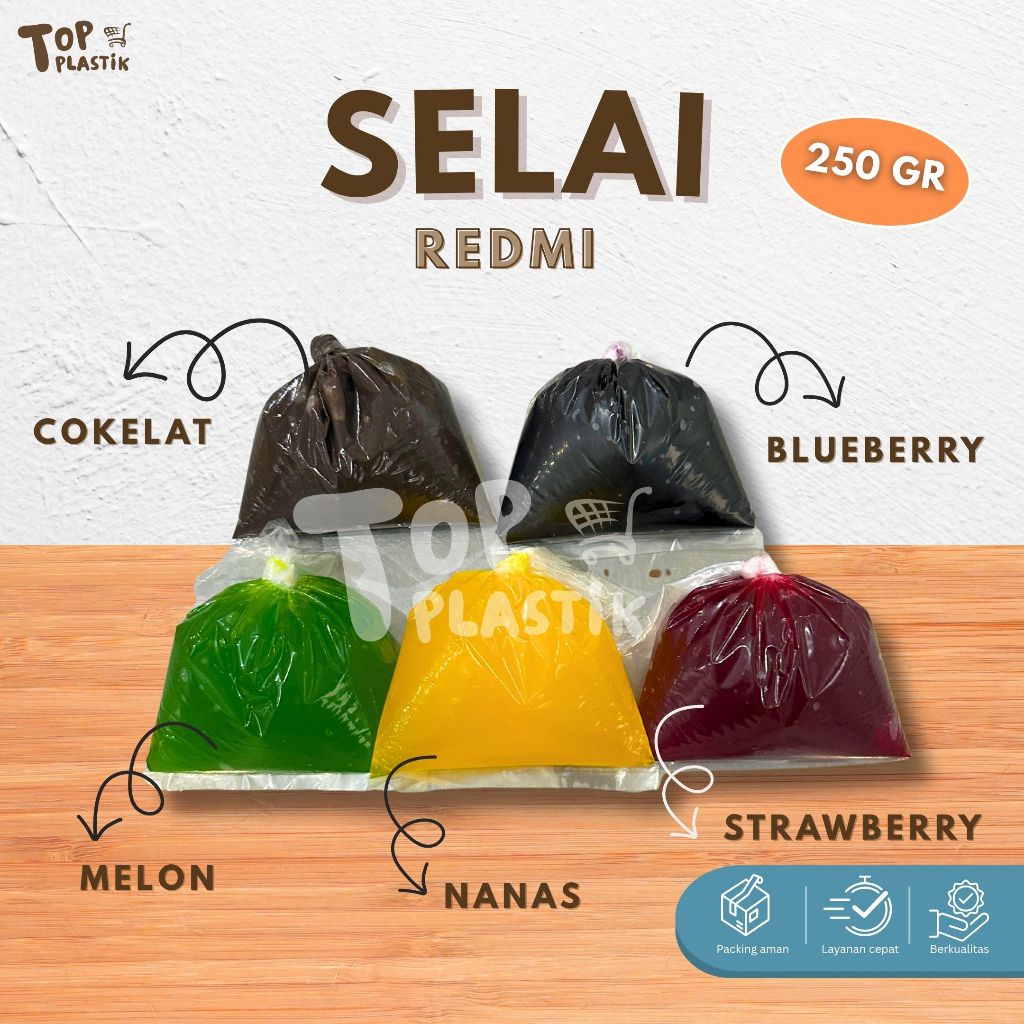 

Selai Redmi strawberry / blueberry / nanas / melon/ selai cokelat 250gr