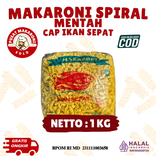 

MAKARONI SPIRAL MENTAH CAP IKAN SEPAT 1KG makaroni spiral goreng sup pasta cikruh