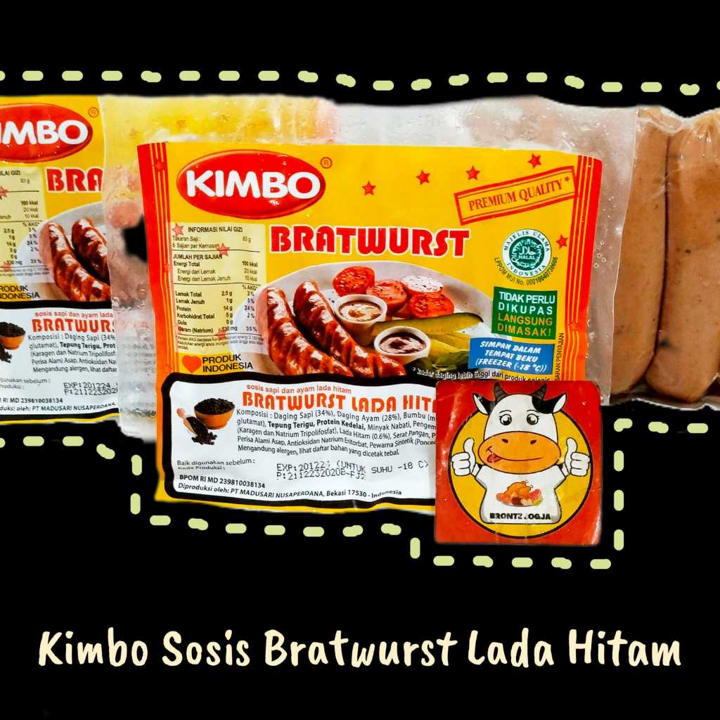 

KIMBO SOSIS BRATWURST LADA HITAM ISI 10-FROZEN FOOD-BRONTZ JOGJA