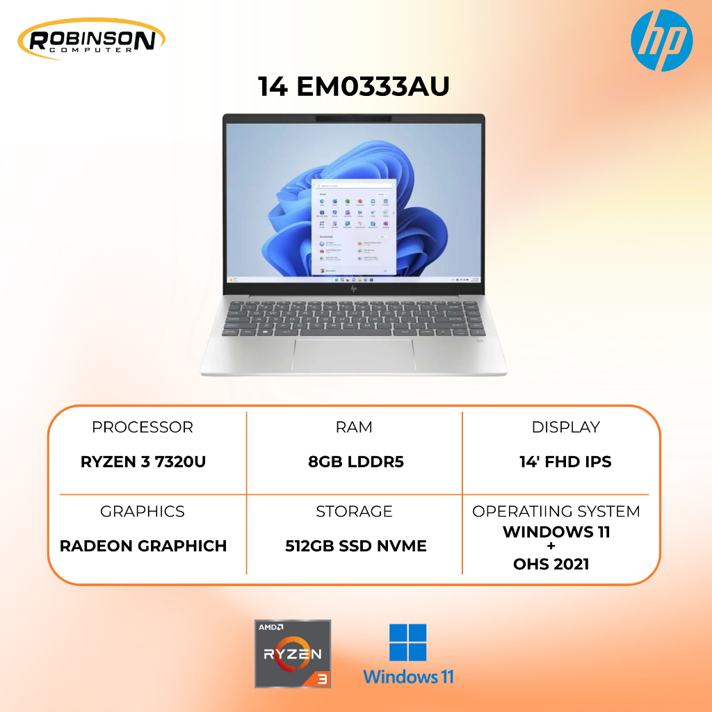 LAPTOP | HP 14 EM0333AU | RYZEN 3 7320U
