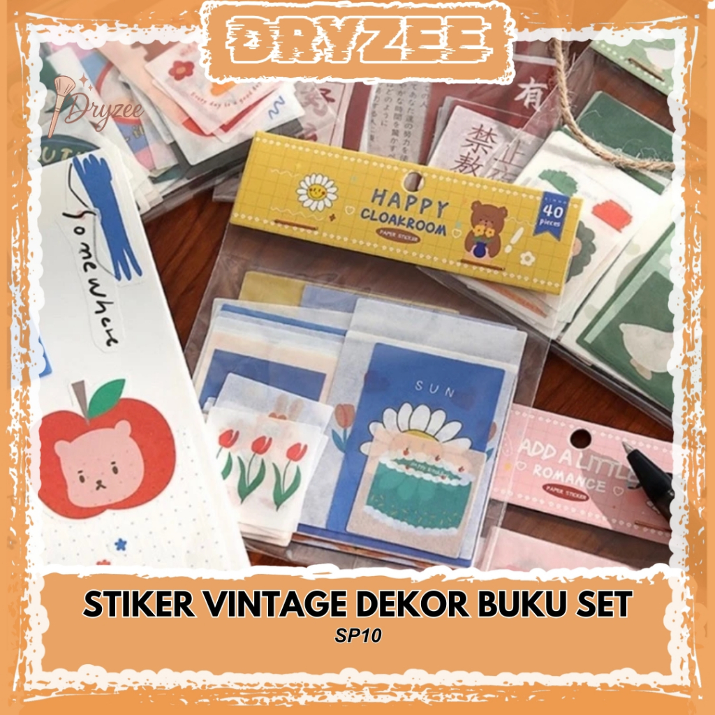 

Stickers Vintage Aesthetic Notebook stiker Decor Buku Set - SP10