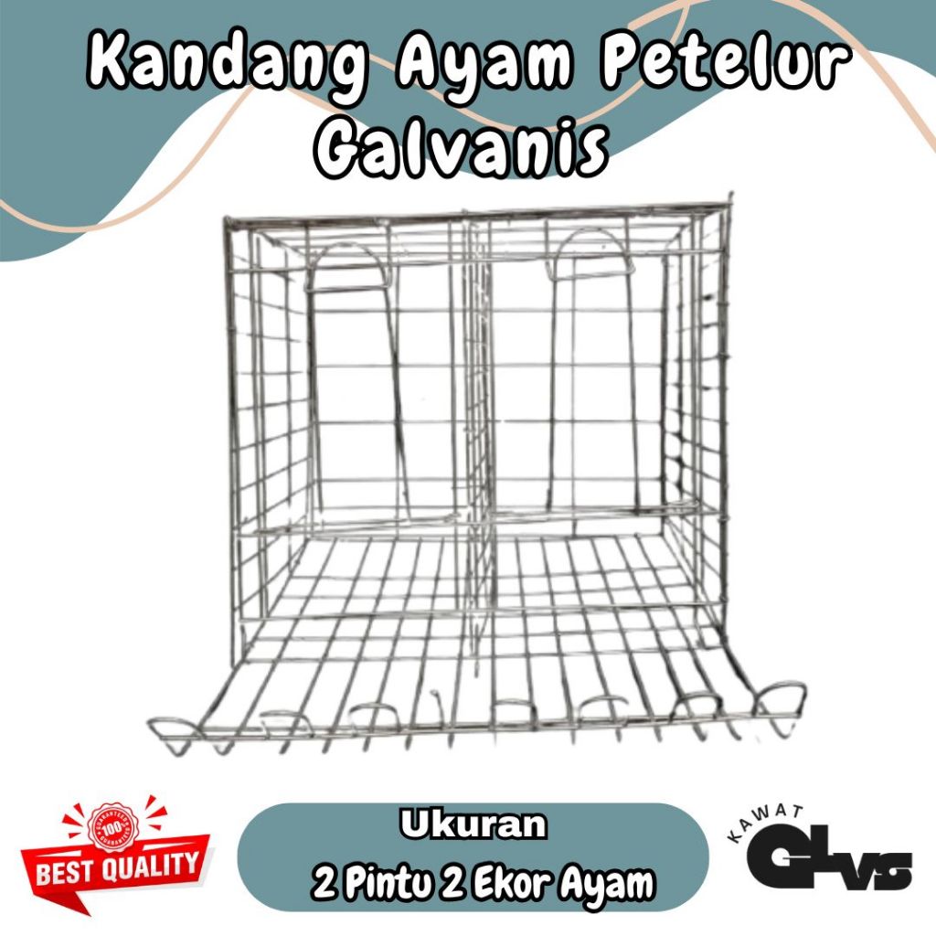 Kandang Ayam/Petelur Galvanis 2 pintu 2 ekor Ayam