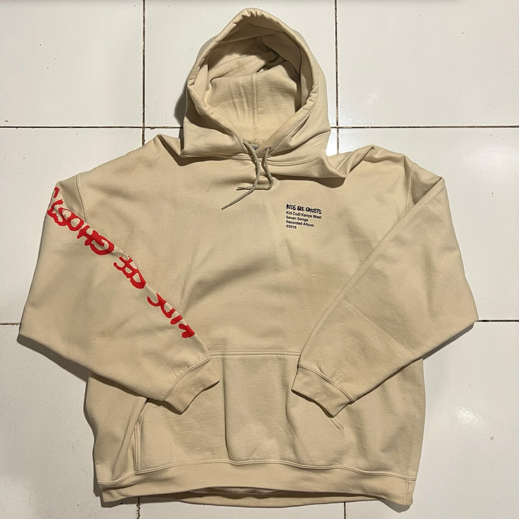 Kanye West Kids See Ghosts Hoodie Beige Designed by Virgil Abloh & Takashi Murakami Original