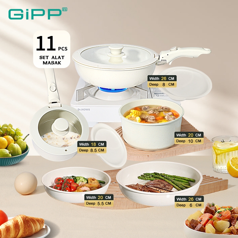 GIPP Set Wajan Penggorengan Keramik 3/5/11 Pcs