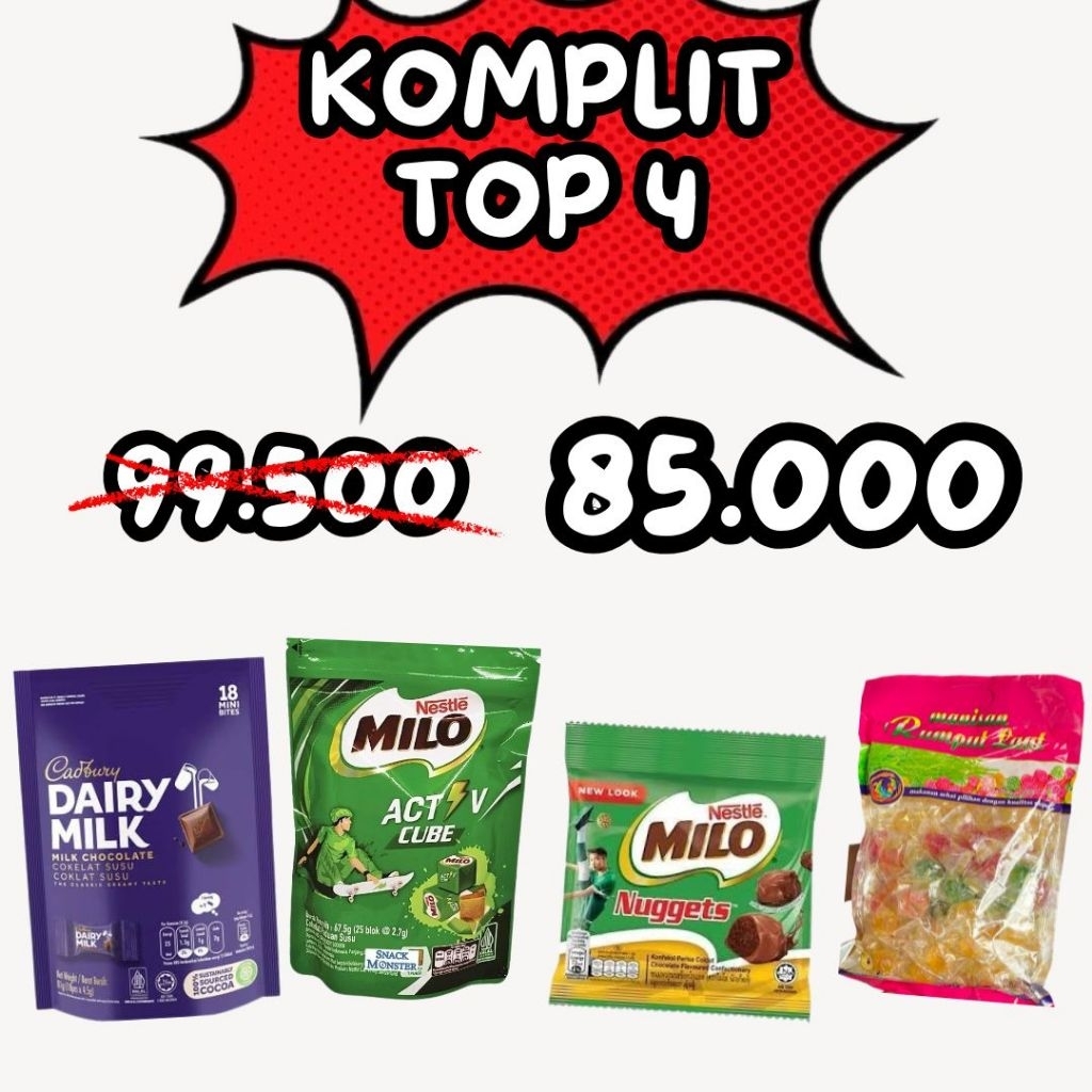 

Bundling Cadburry X Milo Cube X Milo Nuggets X Manisan