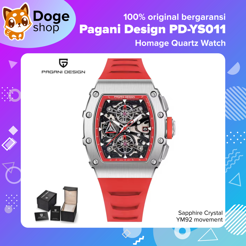 Pagani Design PD-YS011 Watch Tonneau Quartz Homage YM92 Japan Movement Rubber