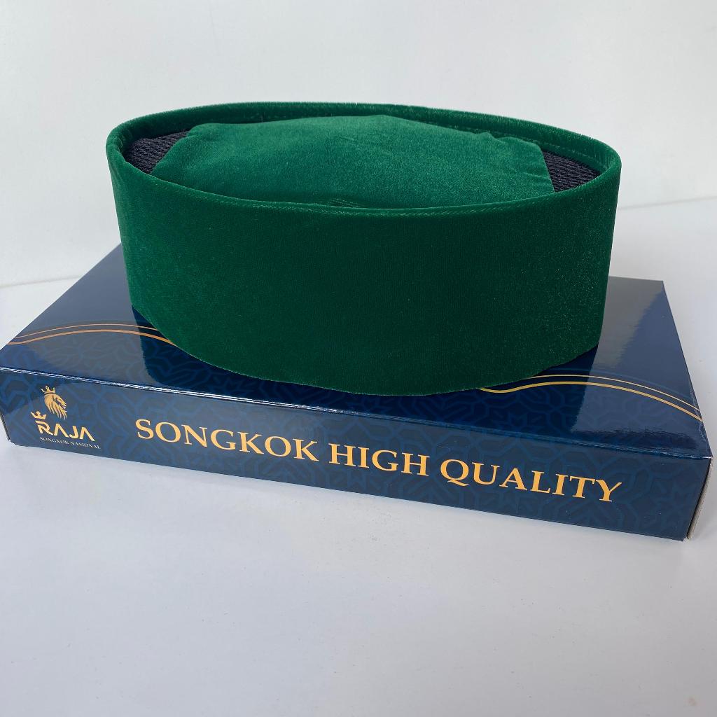 RAJA - Songkok HIJAU Polos Anak dan Pria Dewasa Peci HIJAU Beludru Peci Betawi / Peci Songkok Hitam