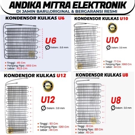 ( 5 Pcs Perdus ) Kondensor Kulkas Kondensor Showcase Bahan Tembaga Kondensor U6 Kondensor U8 Kondens