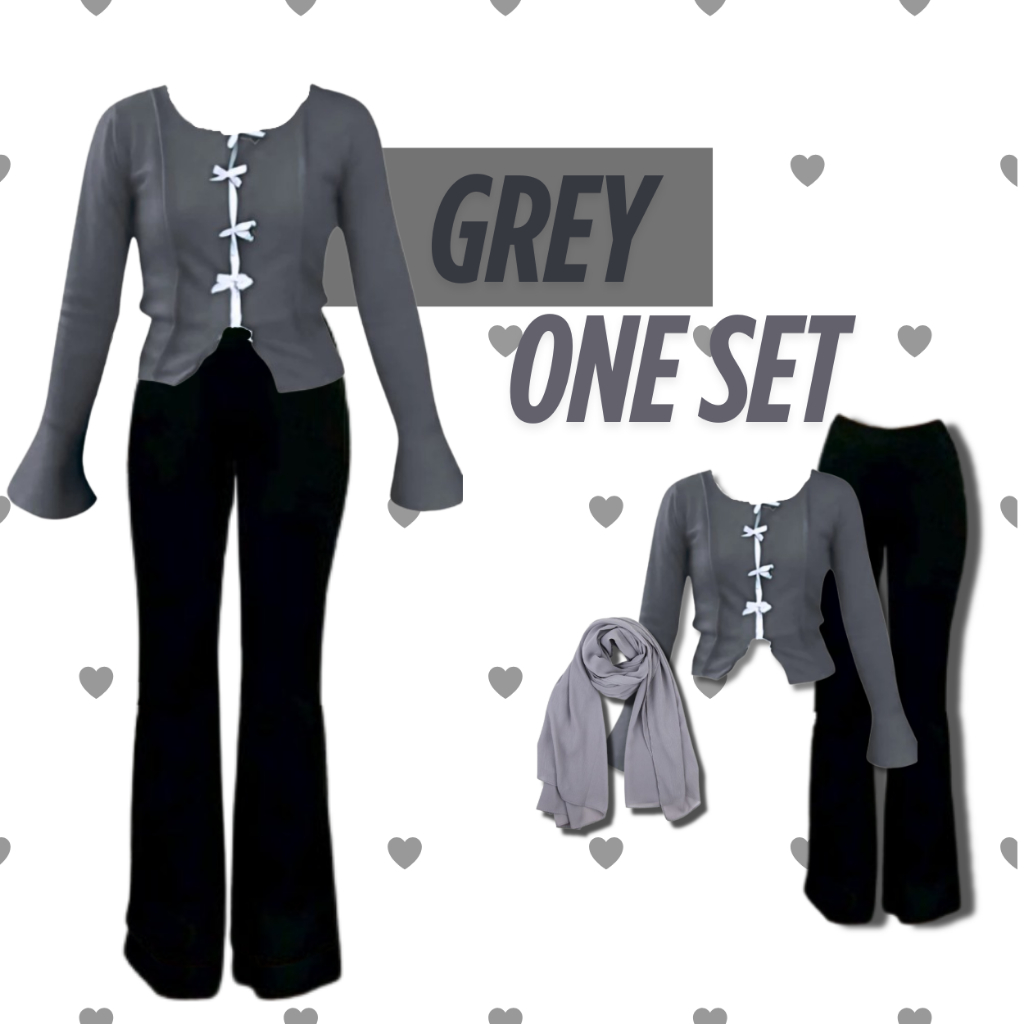 Set Wanita Kekinian 3 In 1 One Set Korean Style ( Kemeja + Rok + Kerudung ) Ide Outfit Wanita