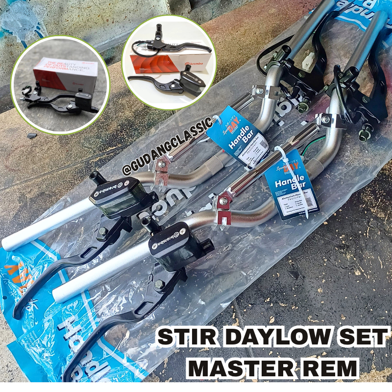 Paket Stang Stir Cmz Copy Daytona Set Handle Master Rem Copy Rcb plus Holder Kiri Vixion Universal c