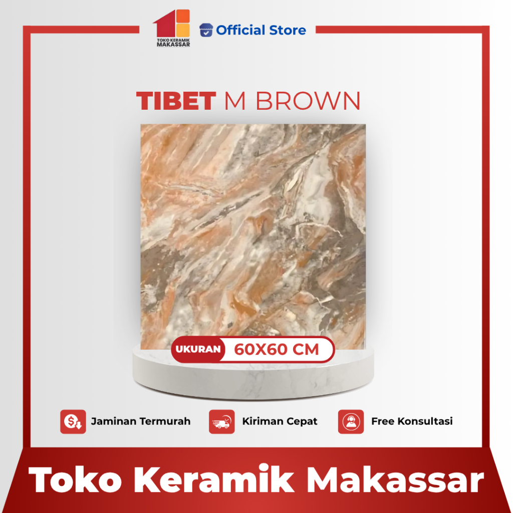 Keramik Lantai 60x60 Tibet M Brown / Motif Marble