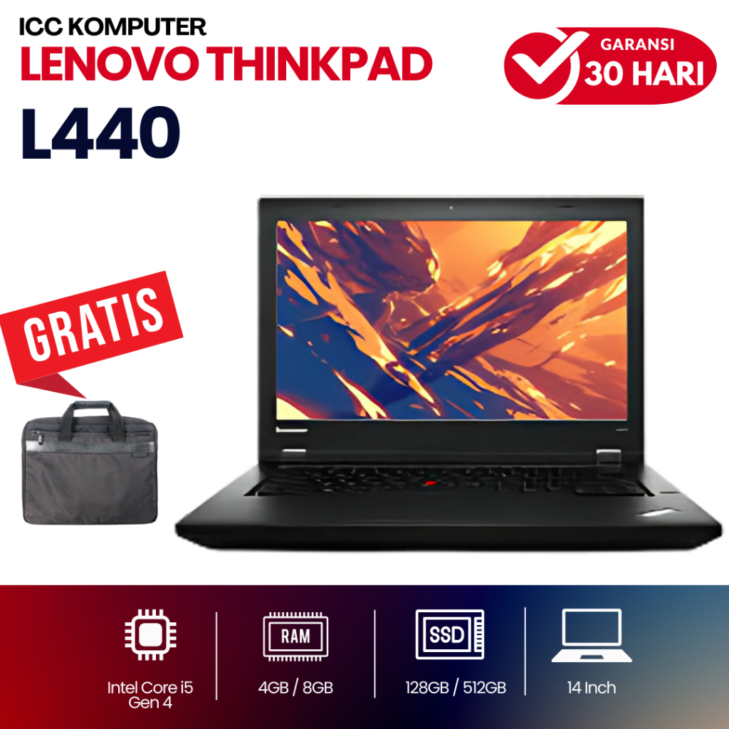 Laptop Lenovo Thinkpad L440 i5 - Gen 4 Ram 8GB SSD 512GB | Lenovo L440 - Second Mulus Bergaransi
