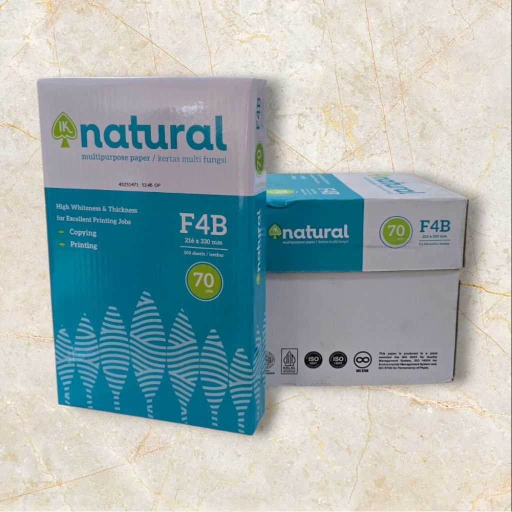 

Kertas HVS Natural F4B 70 gsm [1 Rim / 1 Pack]