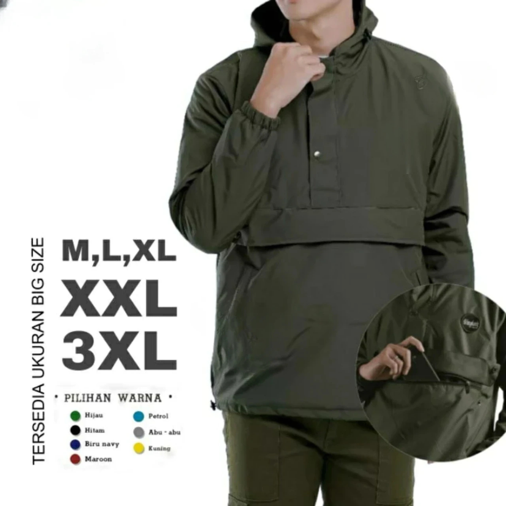Jaket Parasut Big Size Pria - Jaket Waterproof Pria ukuran besar - Jaket Parasut Pria XXXL - Jaket P