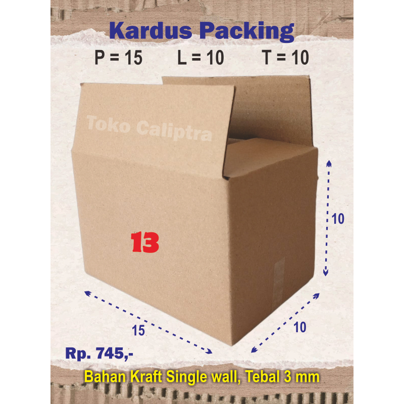 

Kardus Packing 13 PLT (15 x 10 x 10) Cm