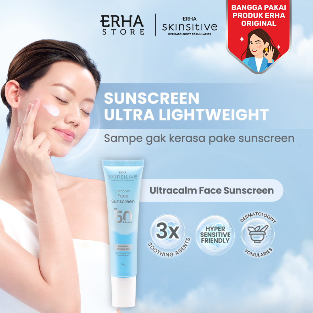 Skinsitive Ultracalm Face Sunscreen SPF 50 PA++++ | Hybrid Sunscreen, Cocok untuk Semua Jenis Kulit 