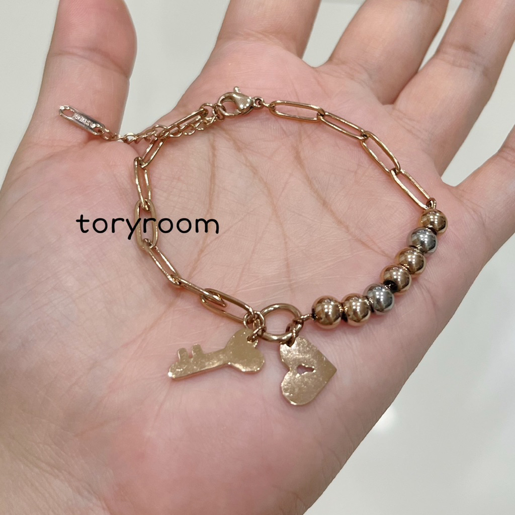 Gelang titanium rantai boba kombinasi gantung kunci gembok