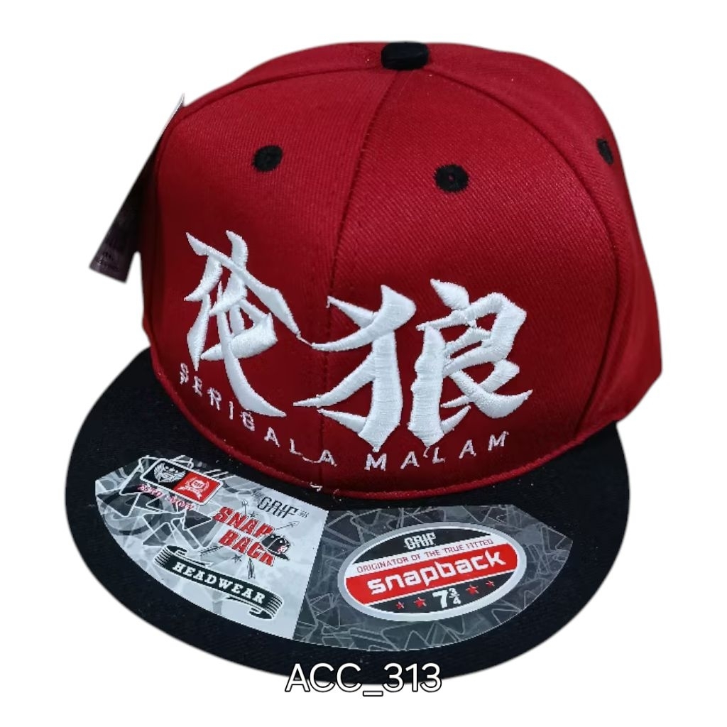 Snapback caps/Topi snapback bordir/Topi Hiphop bordir/Topi snapback bordir SERIGALA MALAM