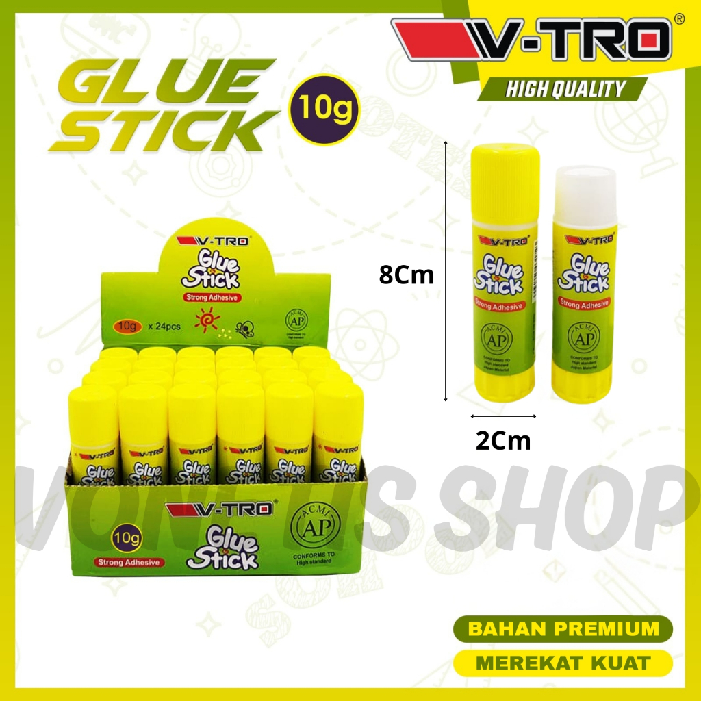 

(24 Pcs) Lem Kertas / Lem Perekat / Lem Stik / Glue Stick Super Lengket & Kuat 10Gr VTRO Premium