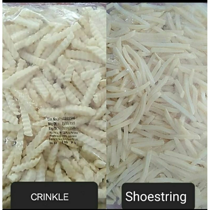 

Kentang PREMIUM Shoestring/ Cringkle "SnowValley 2kg" (Kualitas PREMIUM, biasa di Cafe/Restoran)