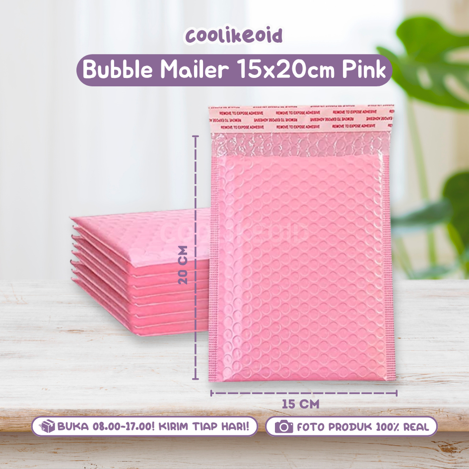 

[READY] BUBBLE MAILER WARNA PINK POLOS UKURAN 15x20 AMPLOP BUBBLEWRAP TEBAL BERKUALITAS