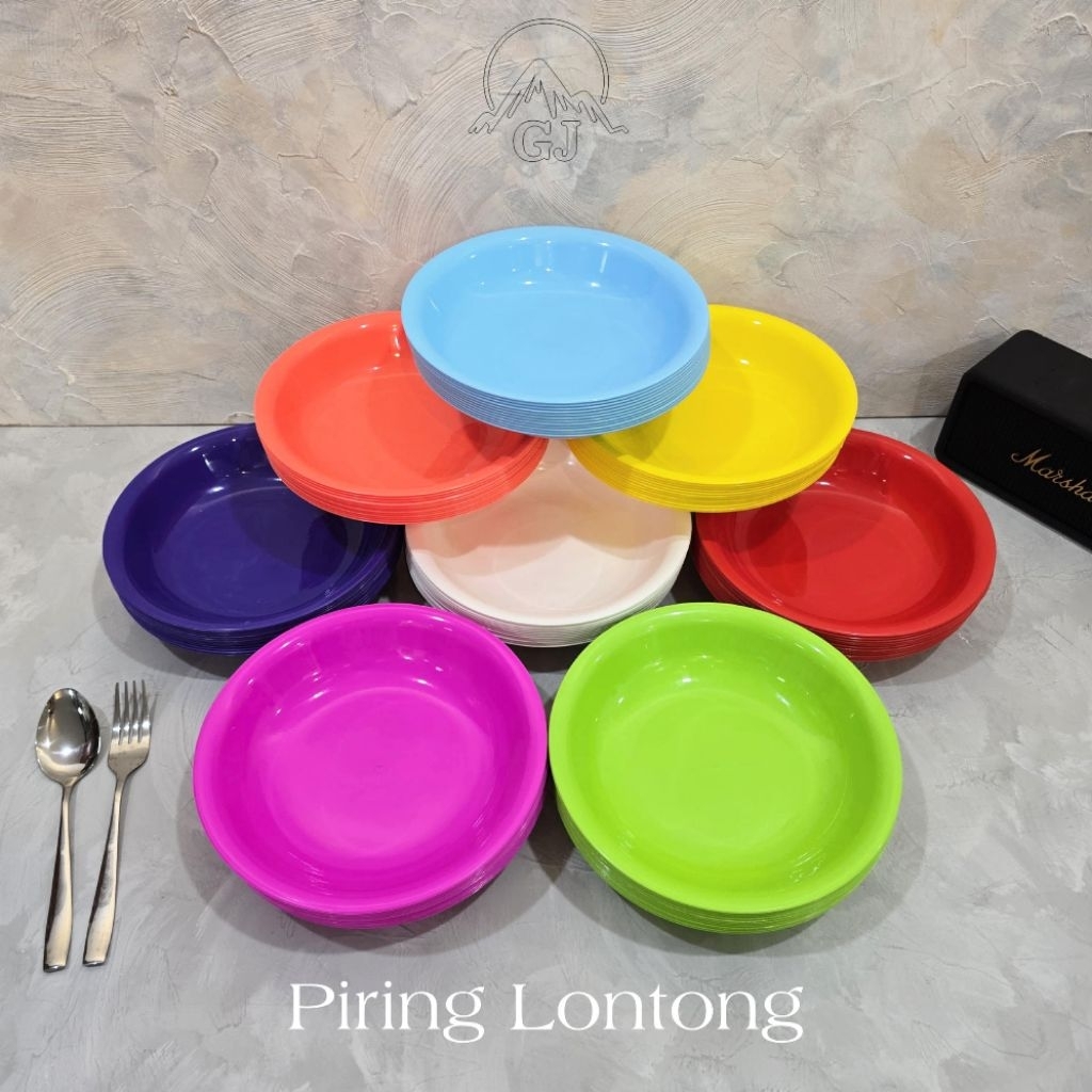 12 Pcs Piring Lontong GJ Piring Makan Plastik Bahan Ori Tidak Berbau Tebal Dalam & Kokoh