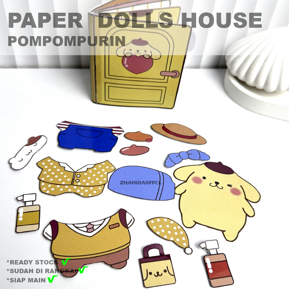 MAINAN ANAK PEREMPUAN PAPER DOLLS HOUSE POMPOMPURIN MAINAN KERTAS ADUKATIF ANAK BONEKA KERTAS