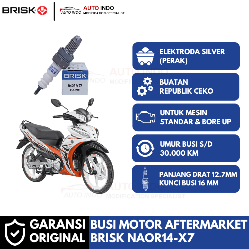 Busi Motor Brisk X-line Racing NAOR14-X7 untuk Yamaha Jupiter Z Burhan | Pengapian Maksimal
