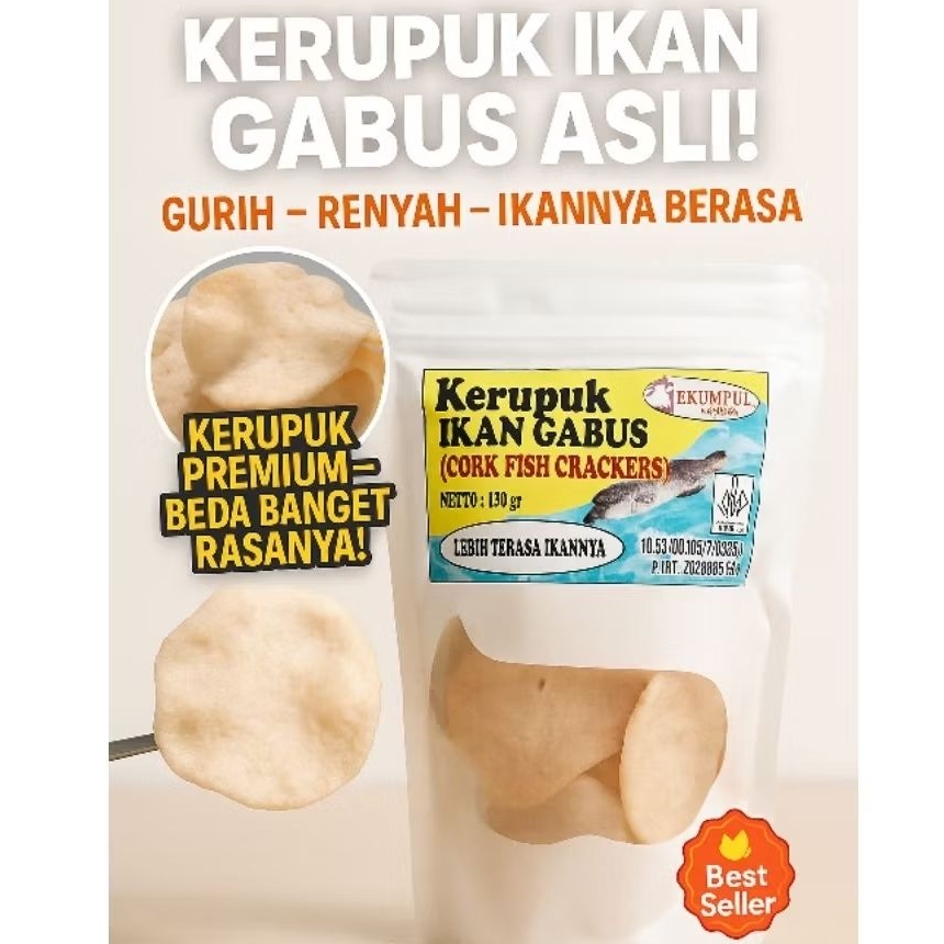 

Kerupuk Ikan Gabus (Haruan) / Sekumpul Ekstra /Netto 150gr / Camilan Renyah Gurih | Lebih Terasa Ikannya