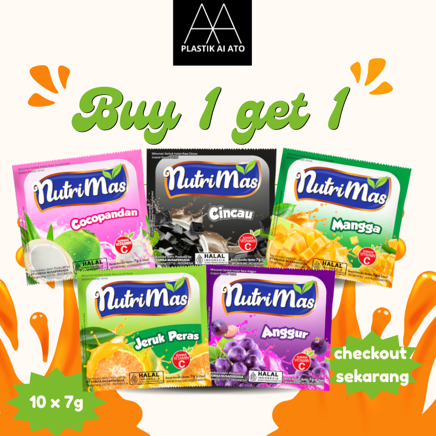 

Nutrimas Renceng promo buy 1 get 1 10 sachet x 7g/ Harga Grosir untuk warung
