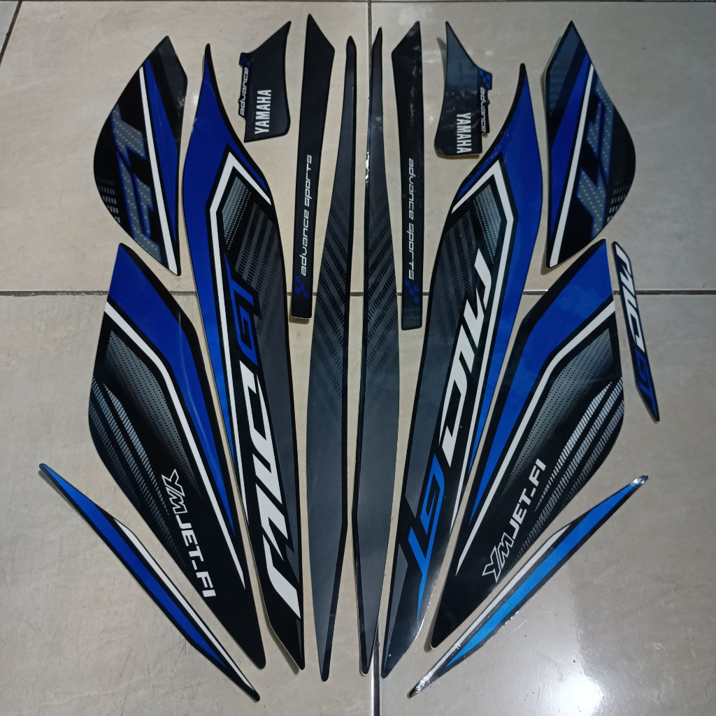 stiker striping yamaha mio gt 2013 hitam biru lis body standar berkualitas original