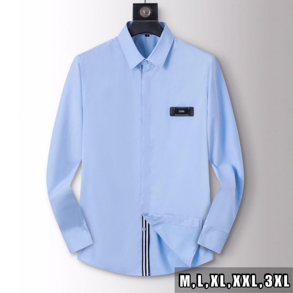 KEMEJA PANJANG BRANDED PRIA F'1105 BLUE MIROR