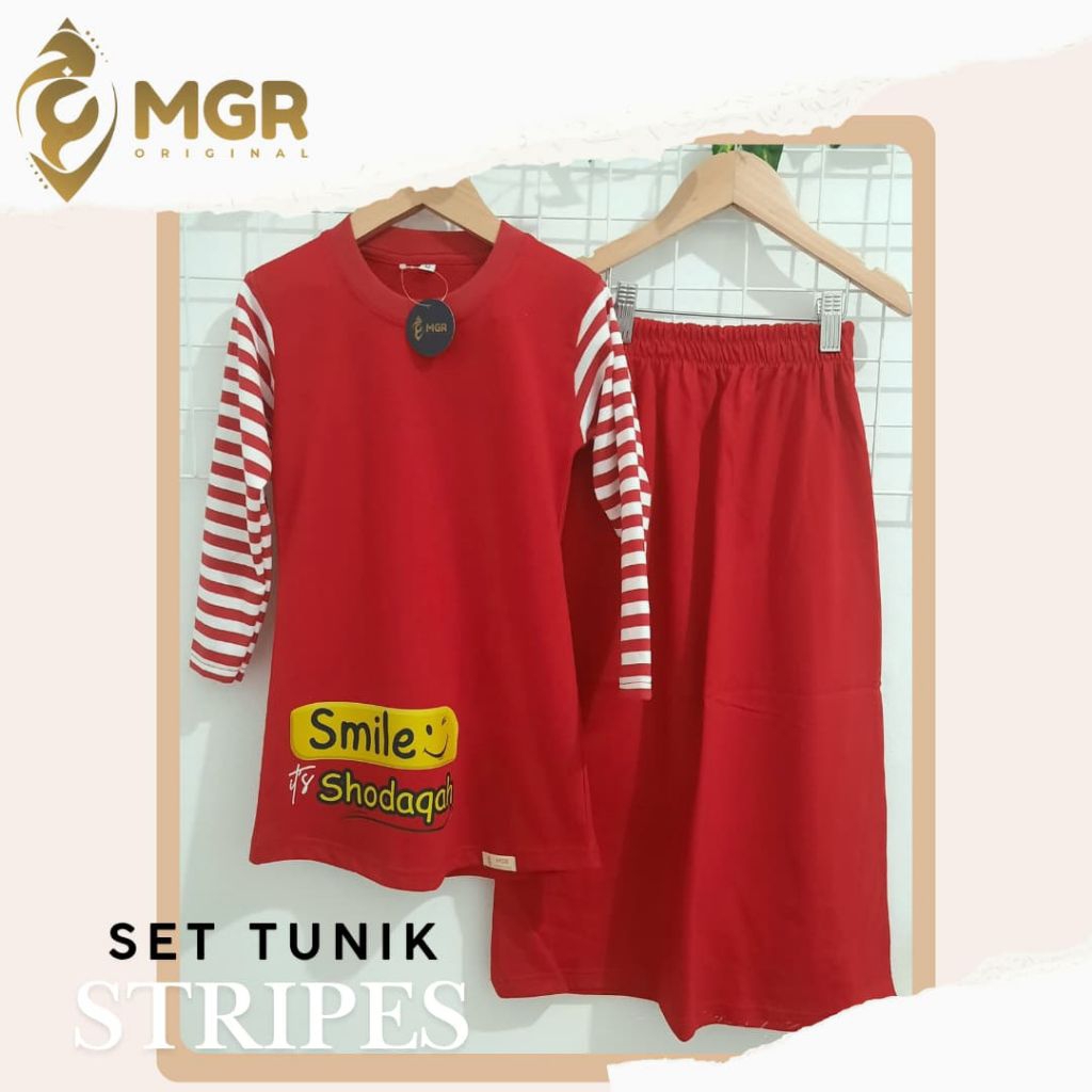 Setelan Tunik Rok Stripes/Setelan Tunik Rok MGR /Setelan Tunik /Setelan Tunik Anak Muslim