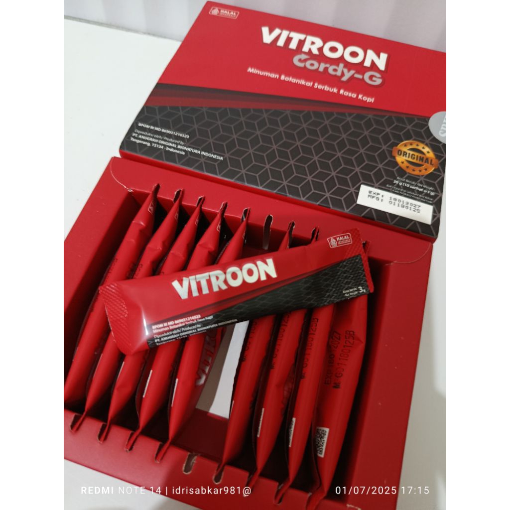 Vitroon cordy G extra original 1sachet kopi stamina pria dewasa