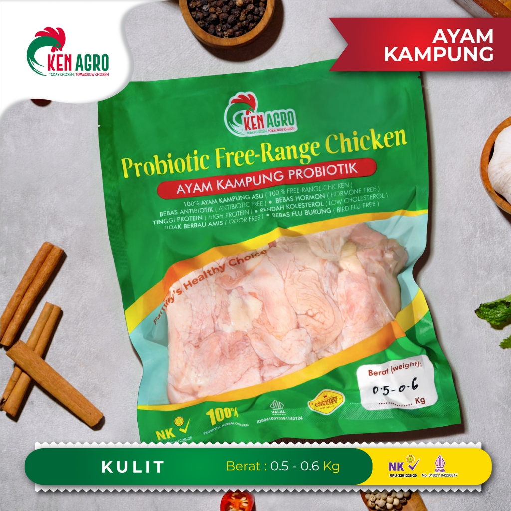 

Ken Agro Ayam Kampung Probiotik Kulit 0.5-0.6 kg Frozen