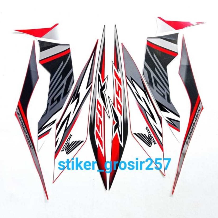 STIKER STRIPING LIS BODY MOTOR HONDA SONIC RS 150R 2019 HITAM PUTIH MERAH