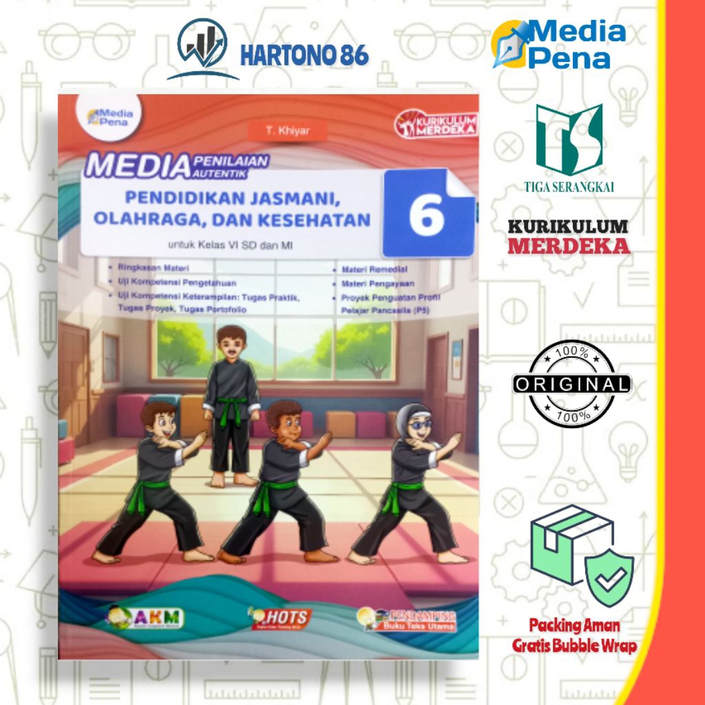 Buku Media penilaian Autentik PJOK kelas 6 SD/MI kurikulum merdeka Media pena Tiga serangkai