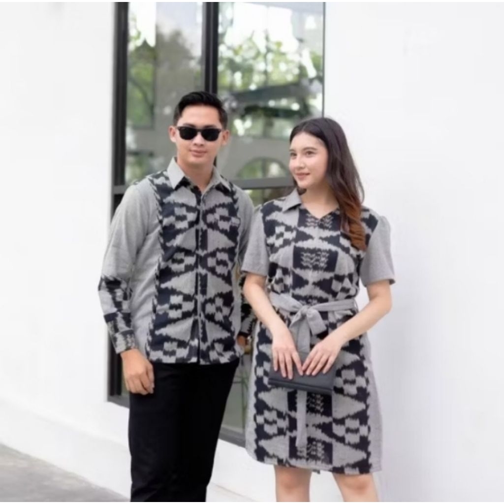 NUJA~BUSANA SET COUPLE DAMARA DRESS DAN KEMEJA NEW